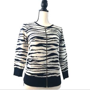 Ann Taylor Animal Print Cardigan| Sweater Sz M